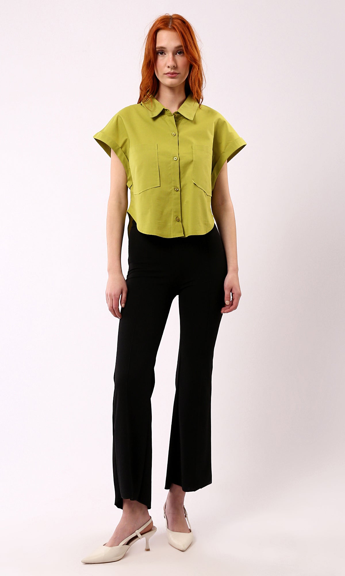 O181645 Regular Fit Casual Short Sleeves Shirt - Light Olive 