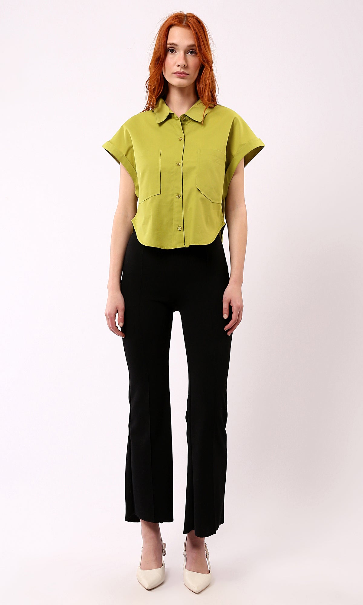 O181645 Regular Fit Casual Short Sleeves Shirt - Light Olive 