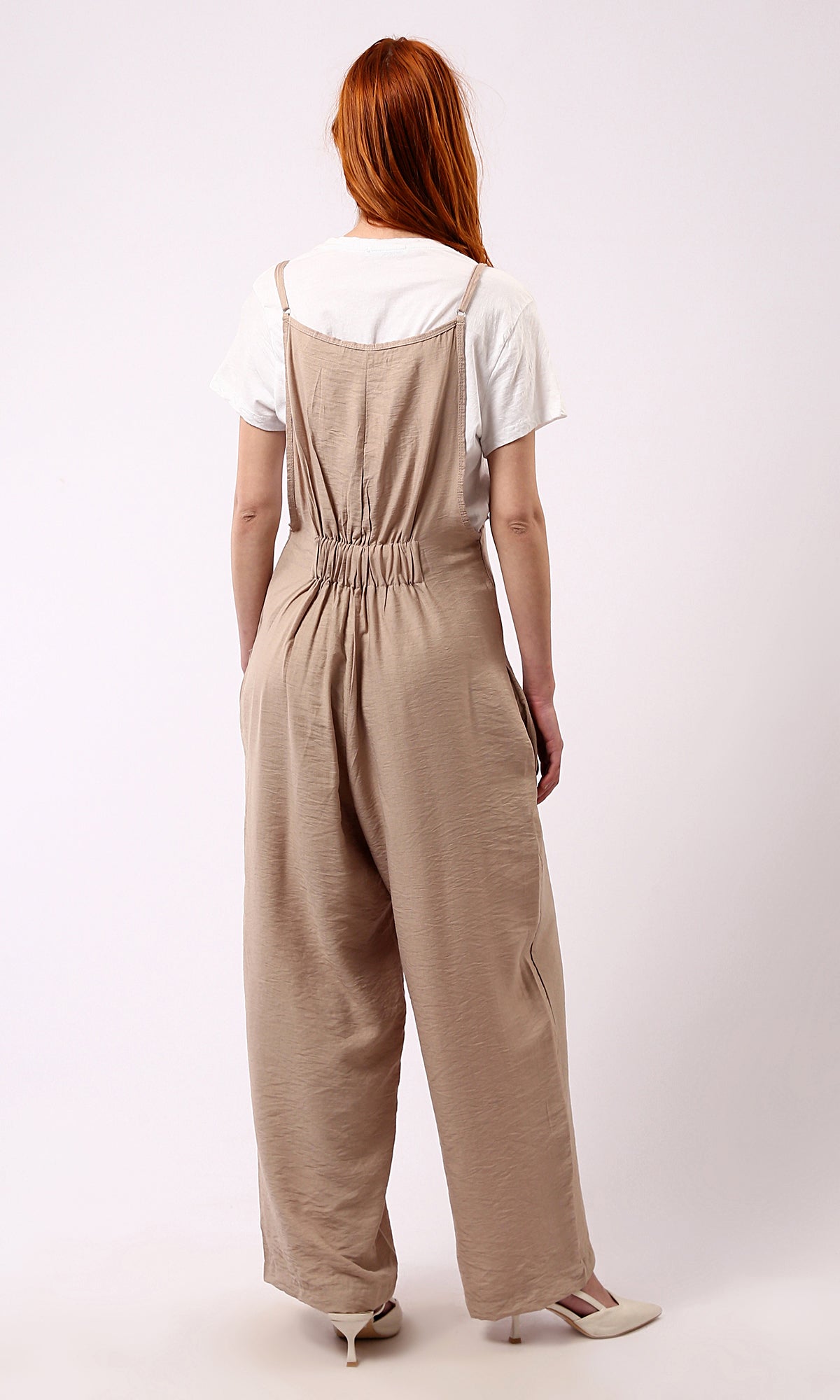 O181650 Square Neck Sleeveless Trendy Relaxed Jumpsuit - Light Coffee