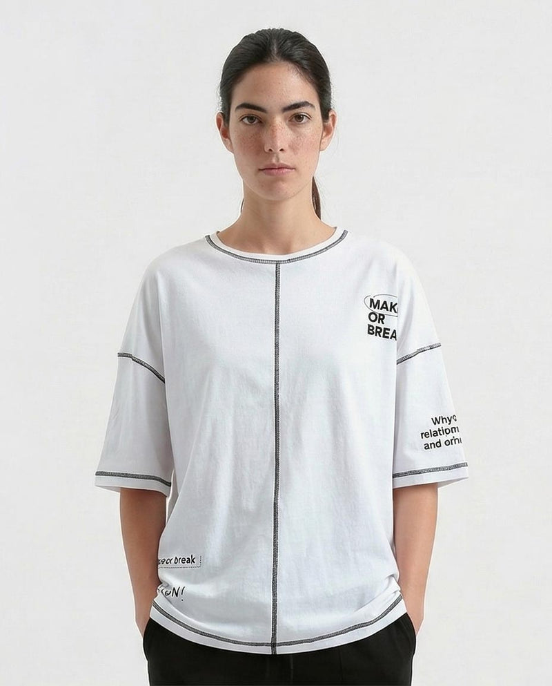 Ravin | "Make or Break" Oversized Contrast Stitch Tee - O181662