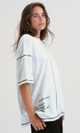 O181662 Relaxed Fit Casual Elbow Sleeves White Shirt