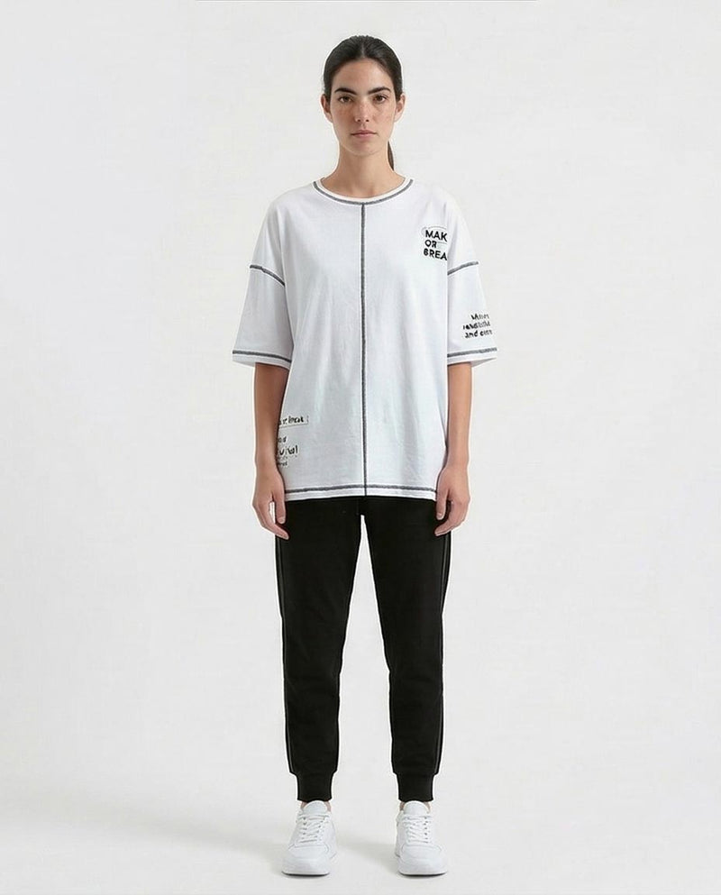 Ravin | "Make or Break" Oversized Contrast Stitch Tee - O181662