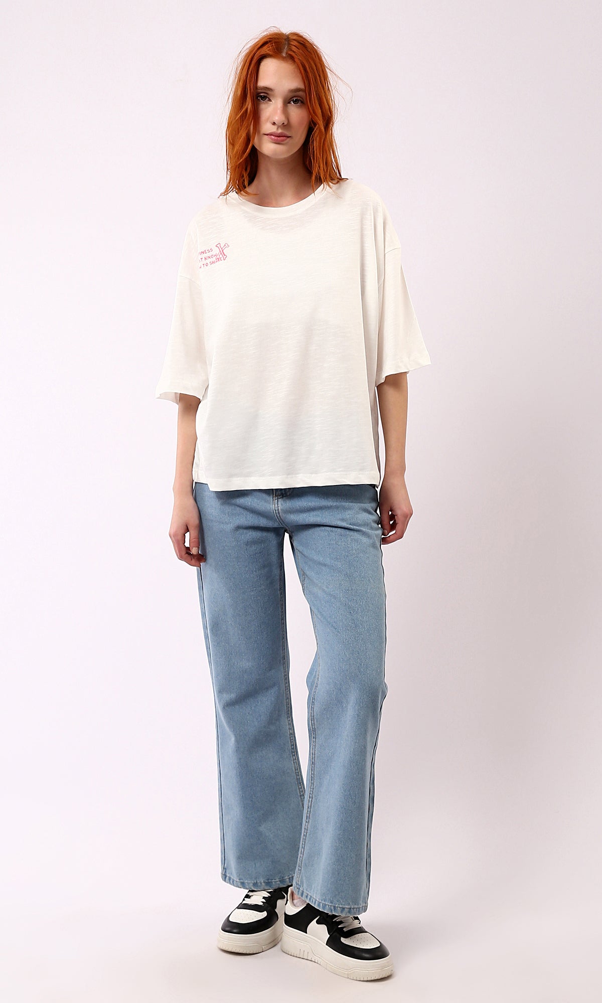 O181666 Off-White Elbow Sleeves Relaxed Fit Summer Tee
