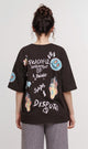 O181671-O181671 - Graphic Oversized T-Shirt - Black