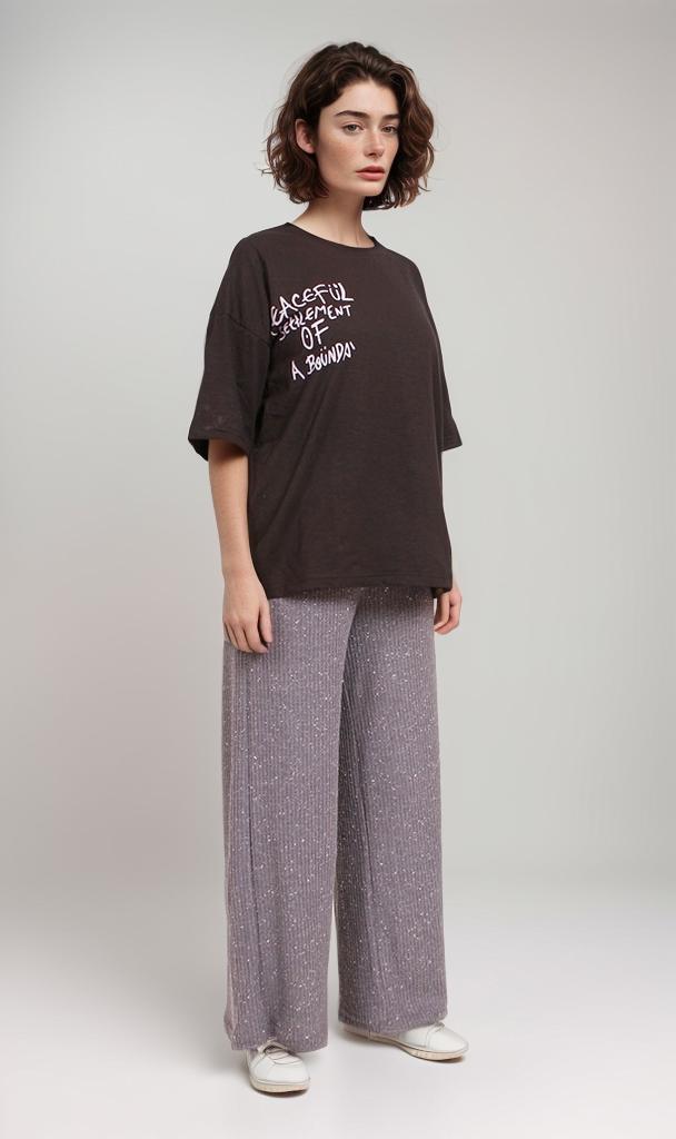 O181671-O181671 - Graphic Oversized T-Shirt - Black