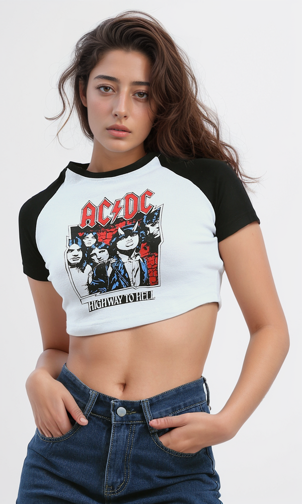 O181678 White Front Print & Back Cotton Casual Tee