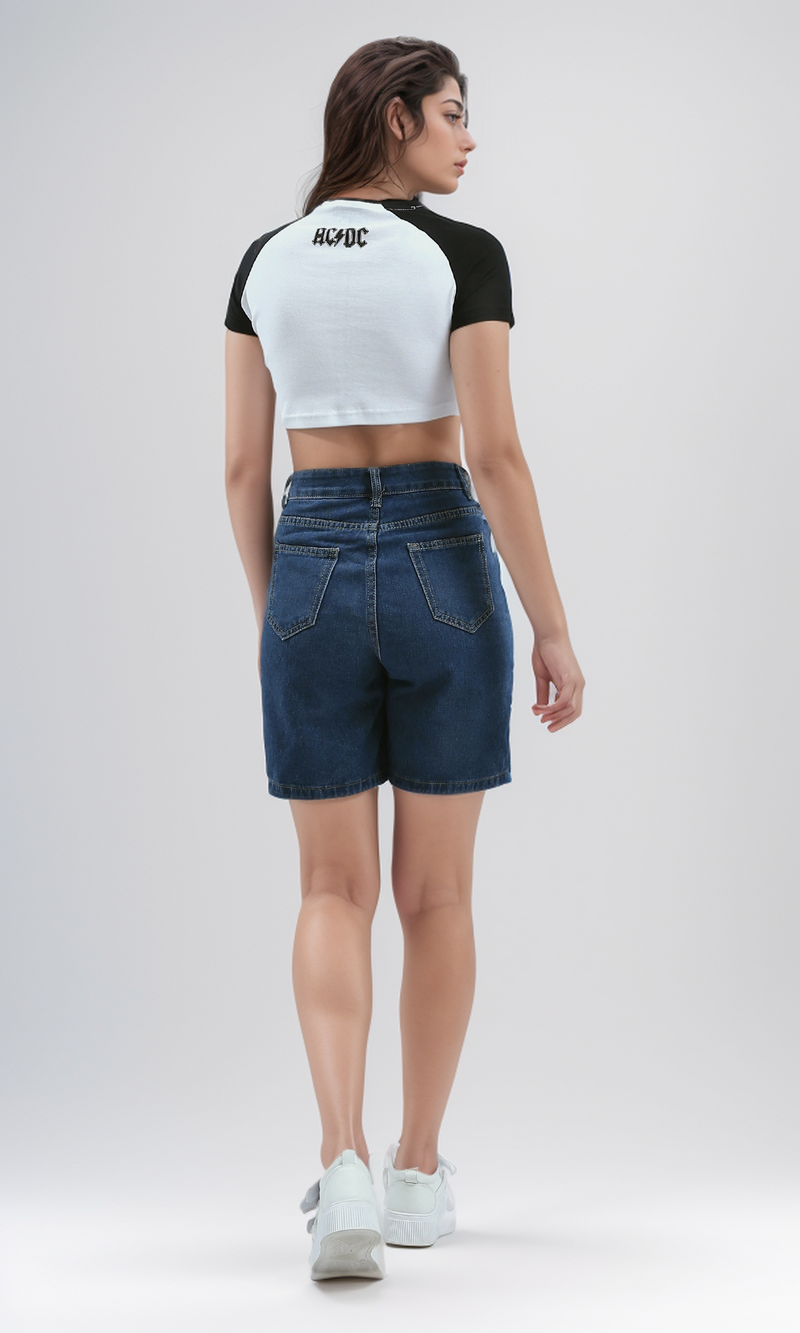 O181678 White Front Print & Back Cotton Casual Tee