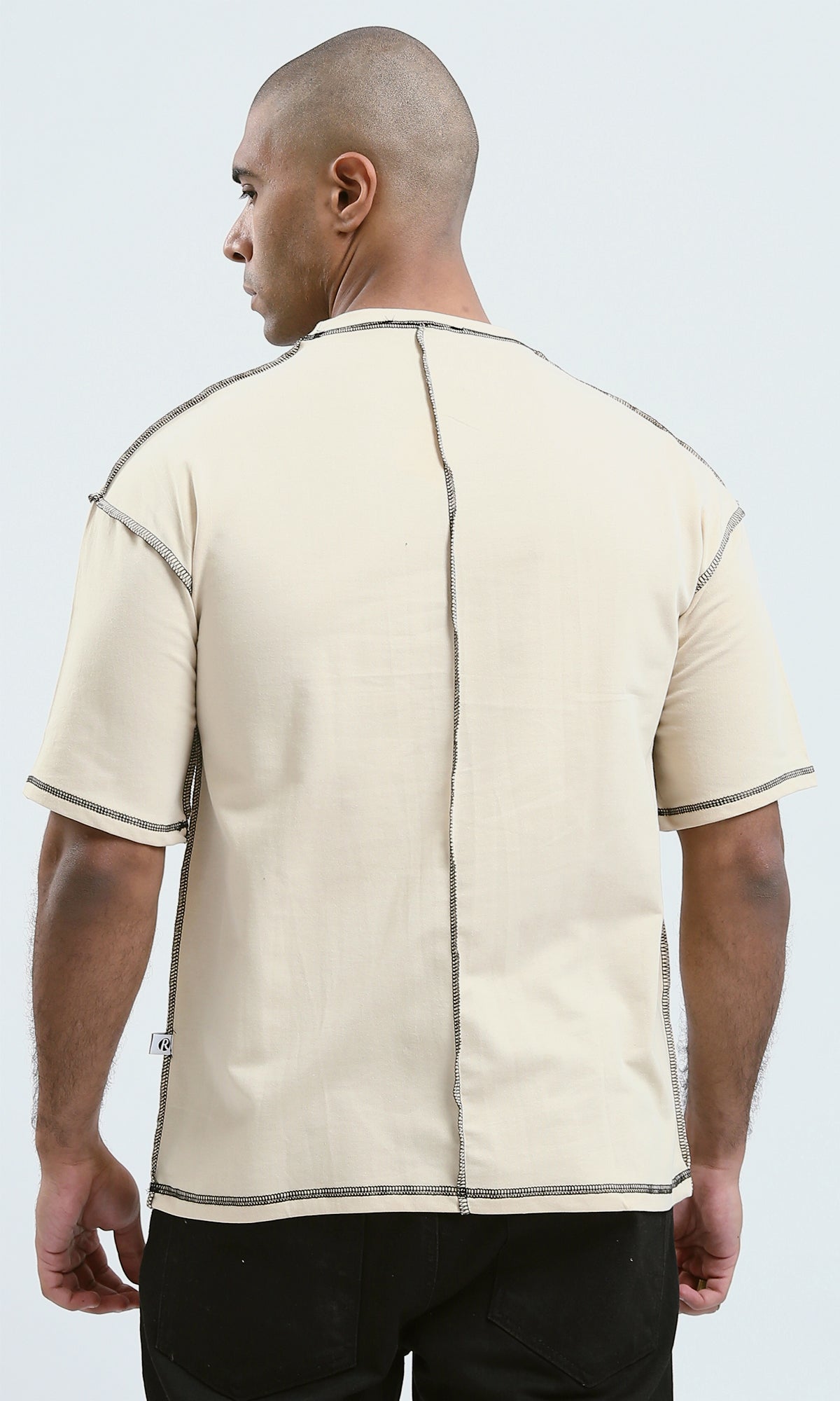 O181698 - Beige Short Sleeves Slip On Solid Tee