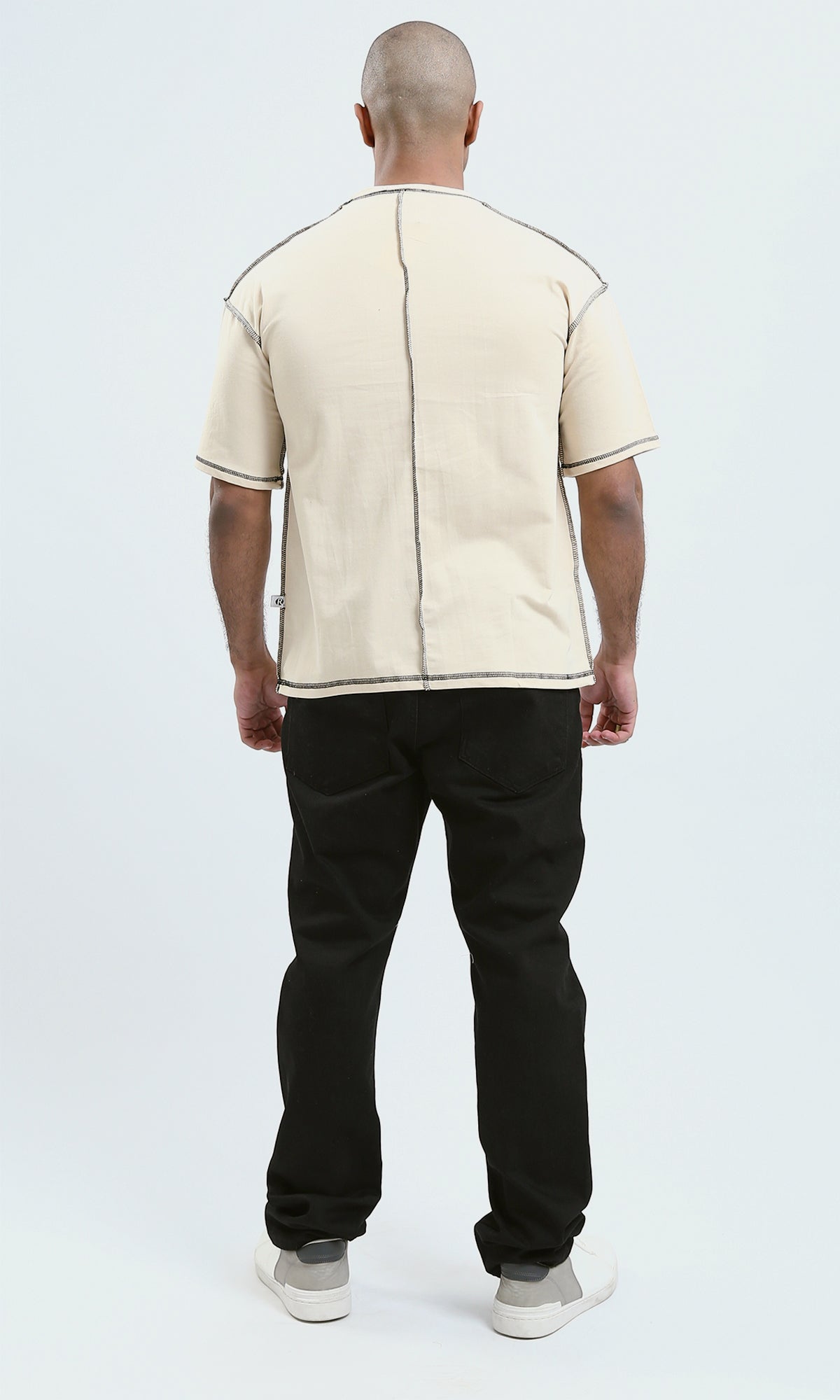 O181698 - Beige Short Sleeves Slip On Solid Tee