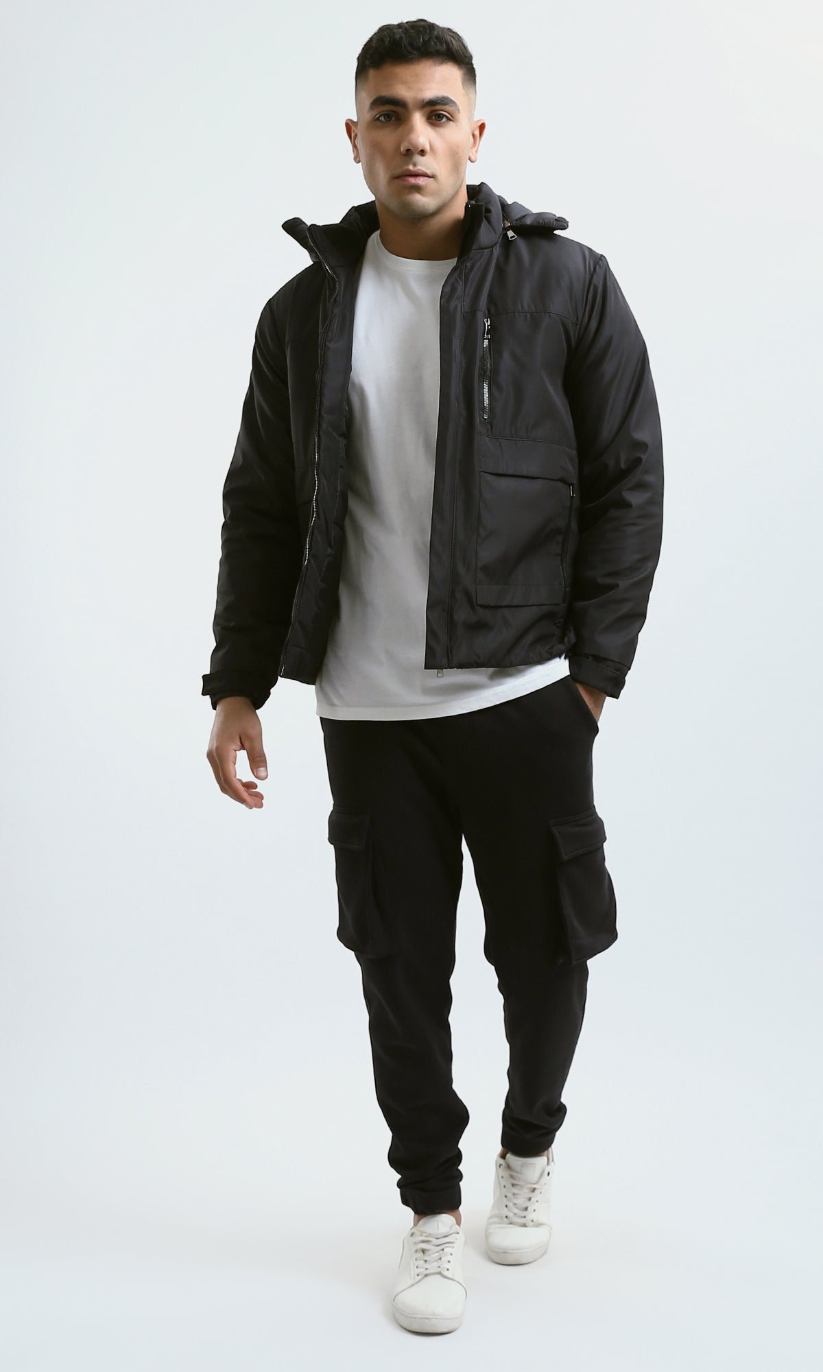 O181758 Black Bomber Jacket With Outer Pockets