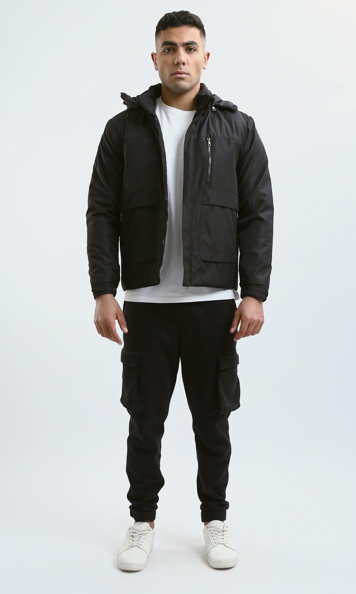 O181758 Black Bomber Jacket With Outer Pockets