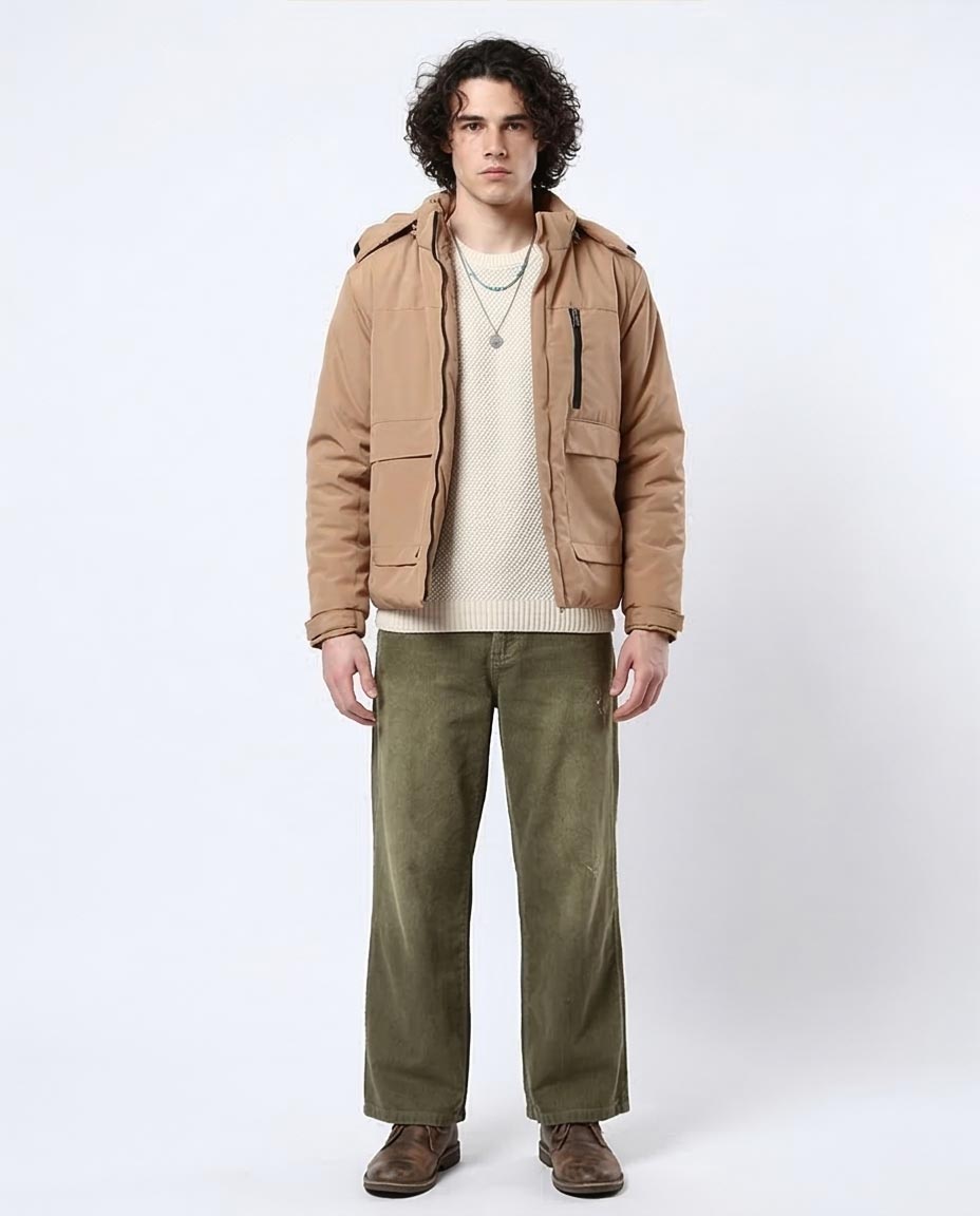 Tan Hooded Multi-Pocket Utility Jacket - O181759