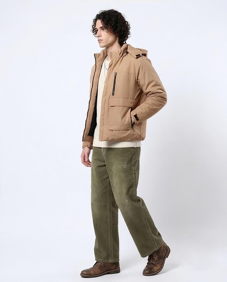 Tan Hooded Multi-Pocket Utility Jacket - O181759