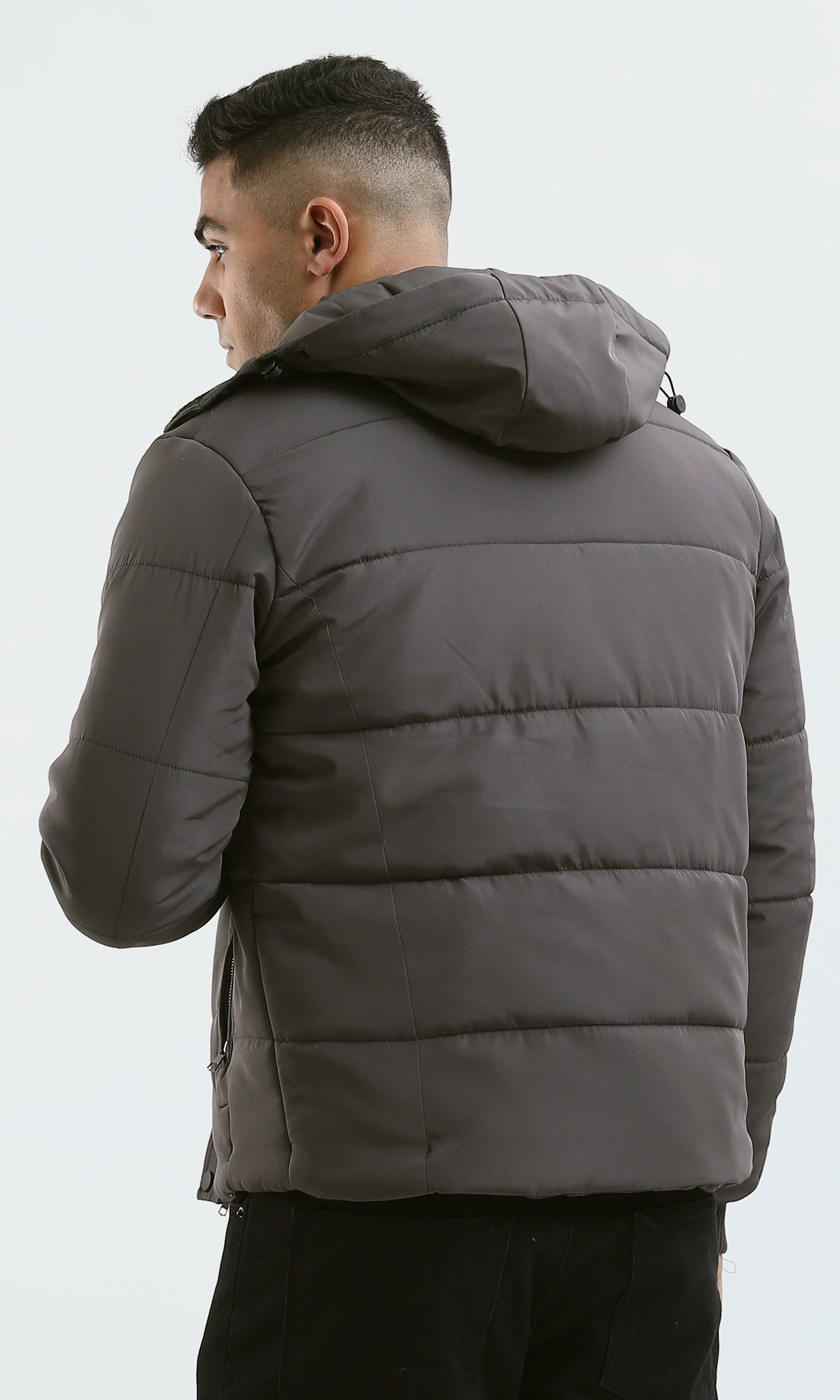 Men's Grey WaterProof Hooded Puffer Jacket - O181764