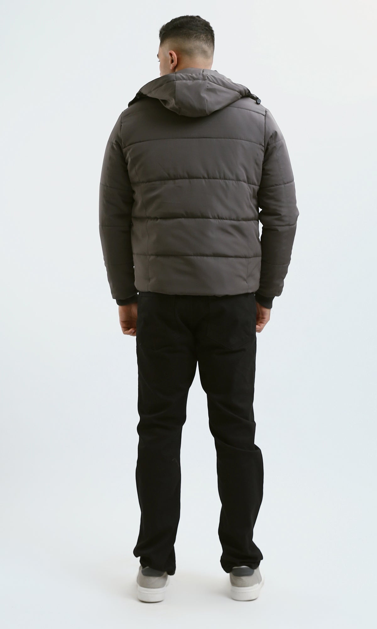 Men's Grey WaterProof Hooded Puffer Jacket - O181764