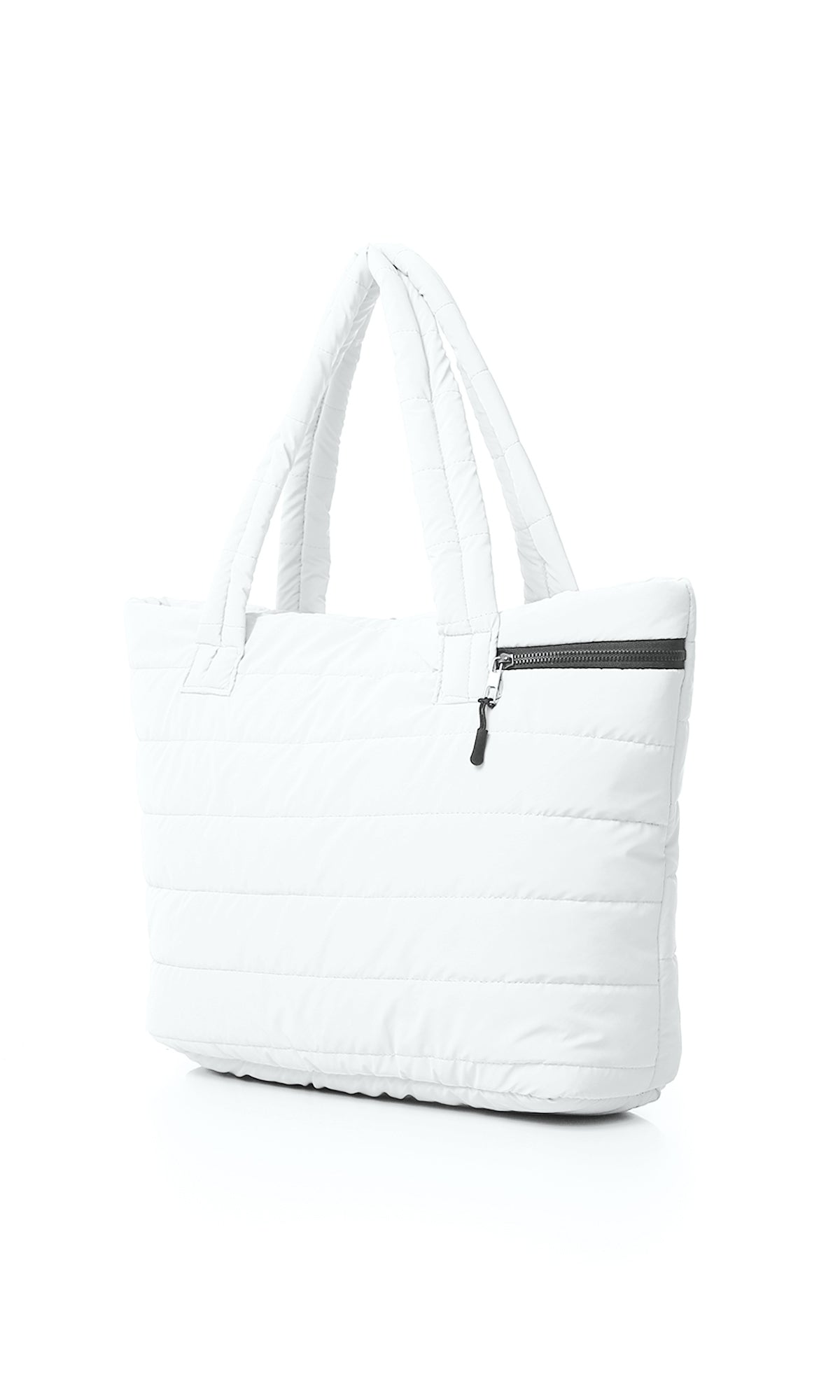 O181881 Zipped Casual White Quilted Hand-Bag