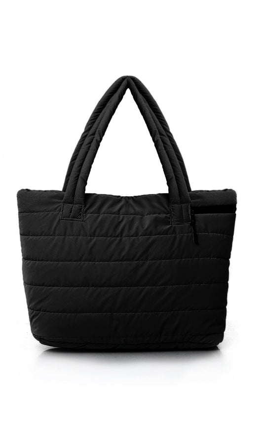 O181882 Zipped Casual Black Quilted Hand-Bag