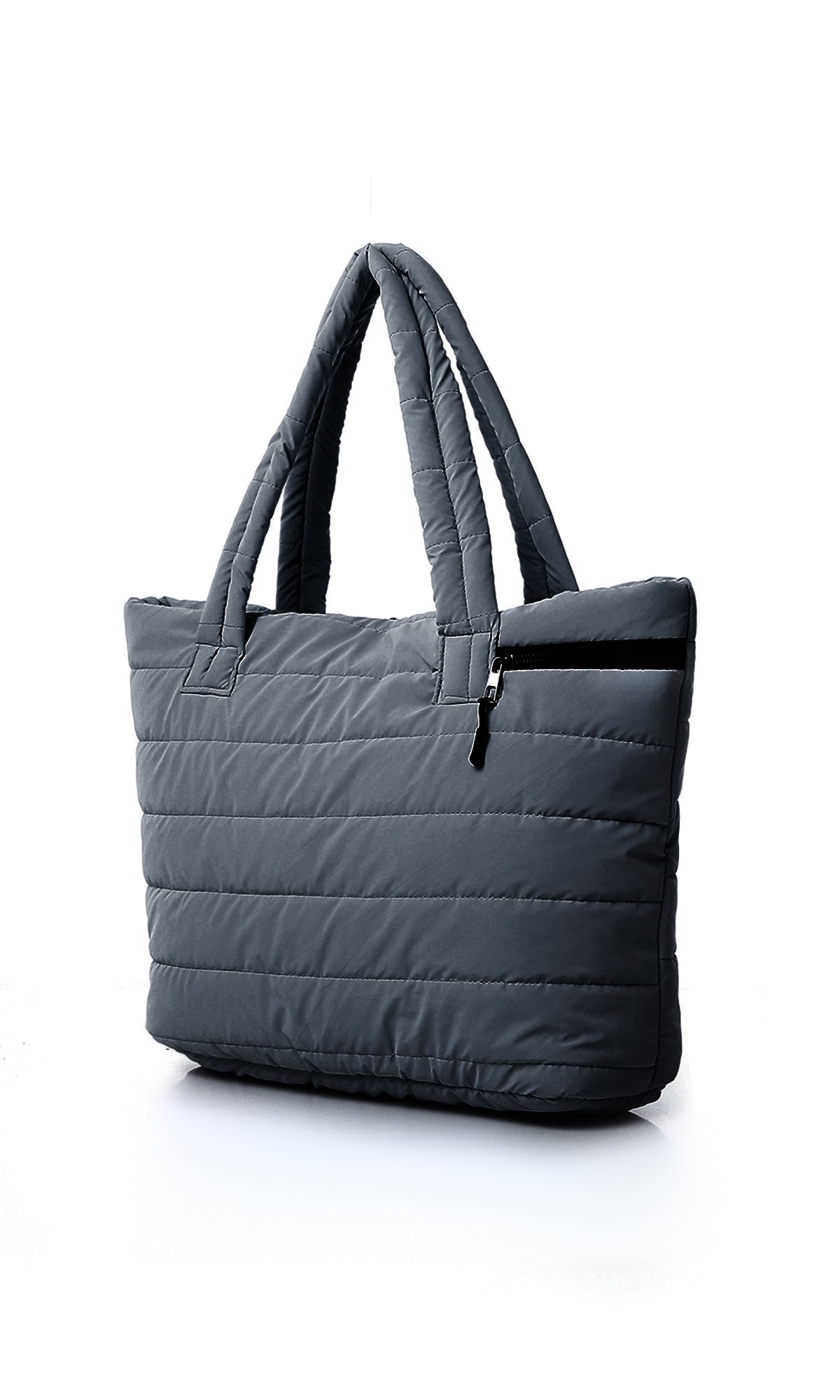 O181883 Zipped Casual Dark Grey Quilted Hand-Bag