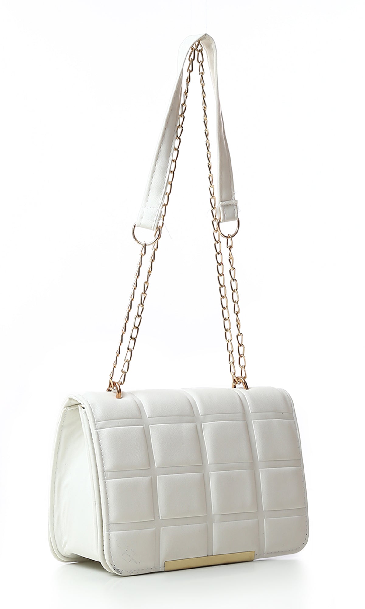 O181970 Blocks Cross-Body Bag With Chain Handle - White