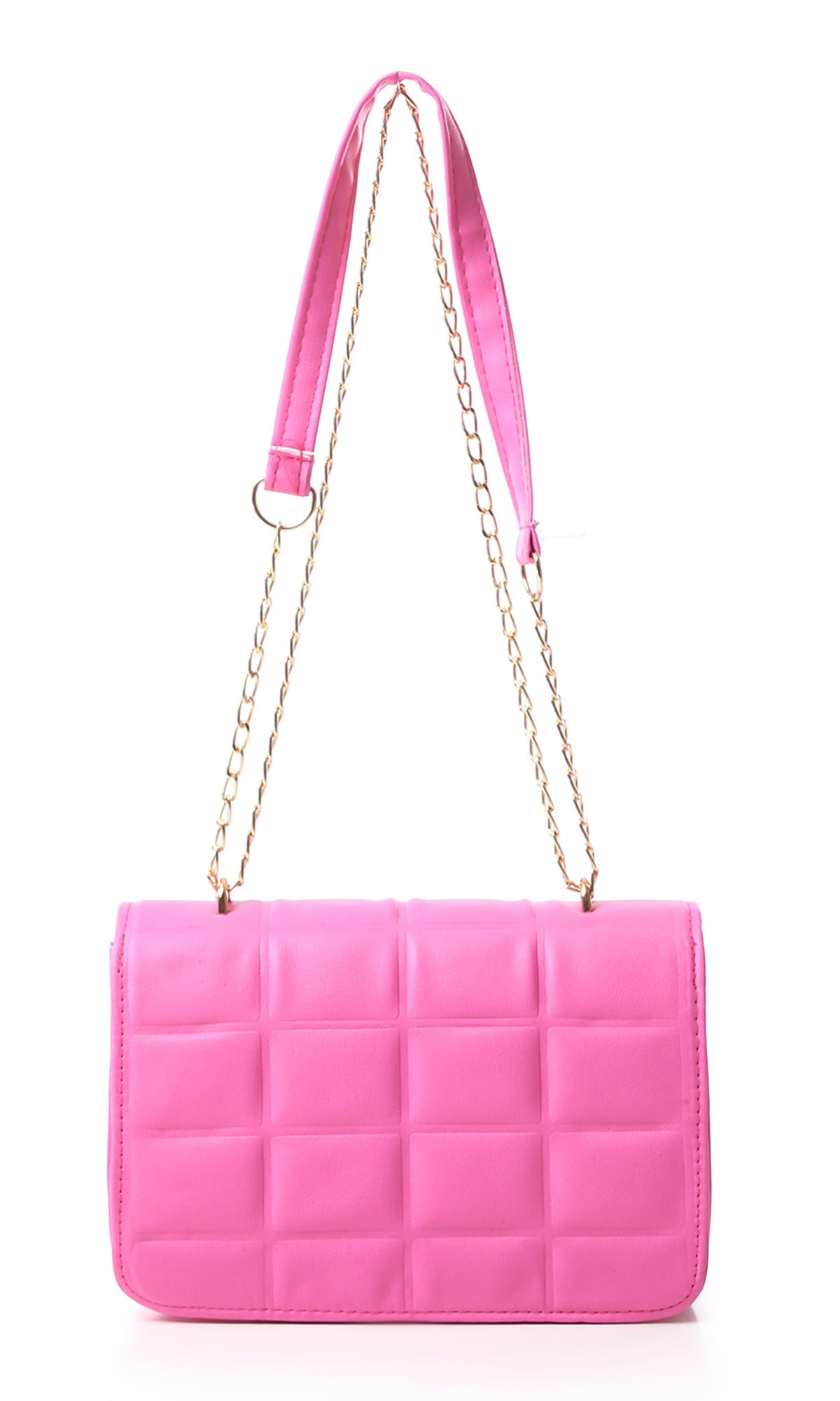 O181974 Blocks Cross-Body Bag With Chain Handle - Fuchsia