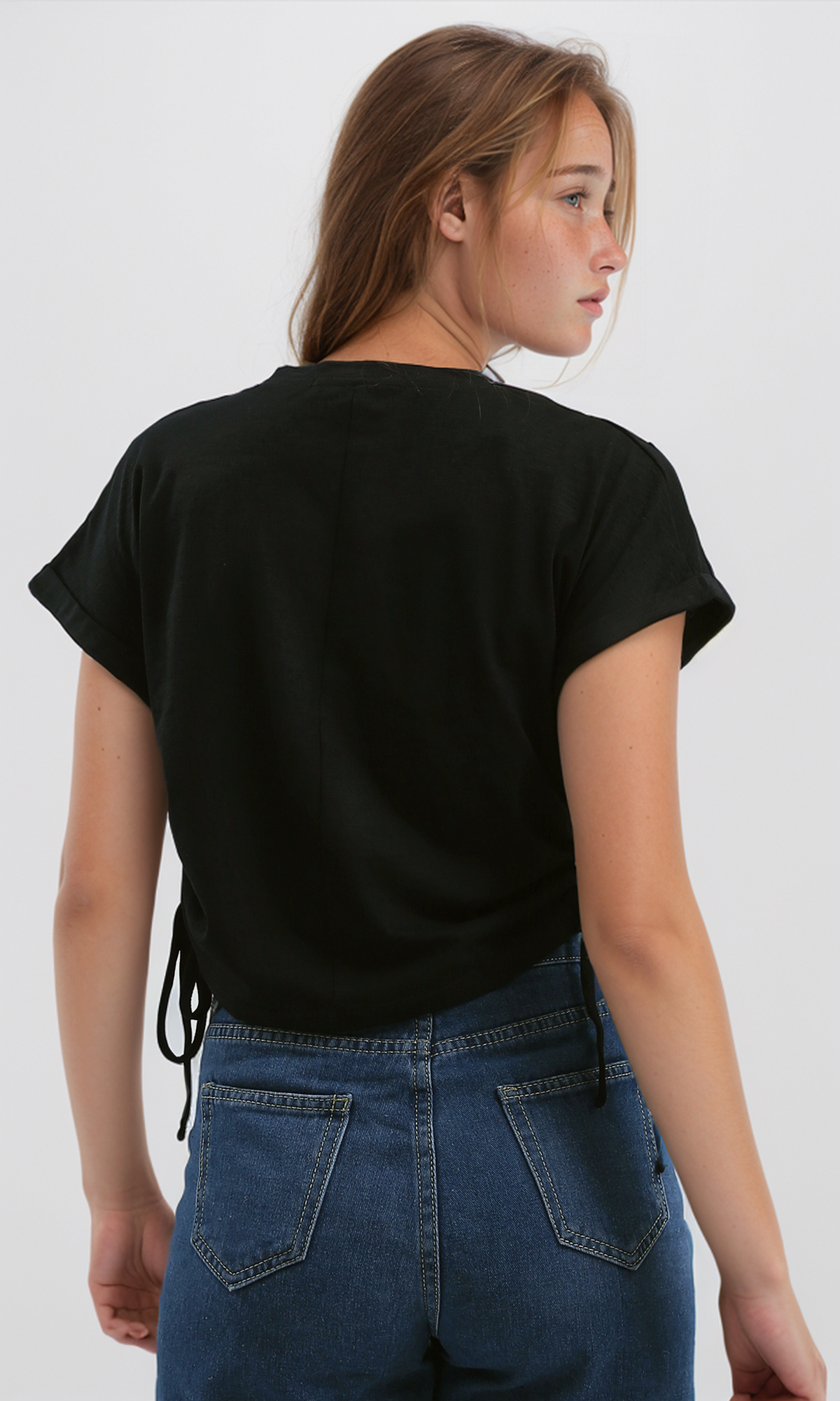 O182028 Printed Short Sleeves Black Summer Short Tee