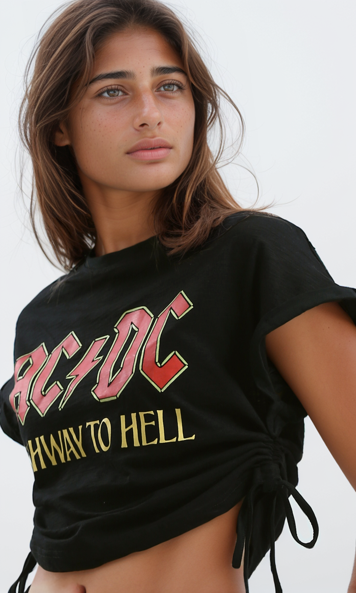 O182029 "Acdc" Short Sleeves Black Cotton Tee