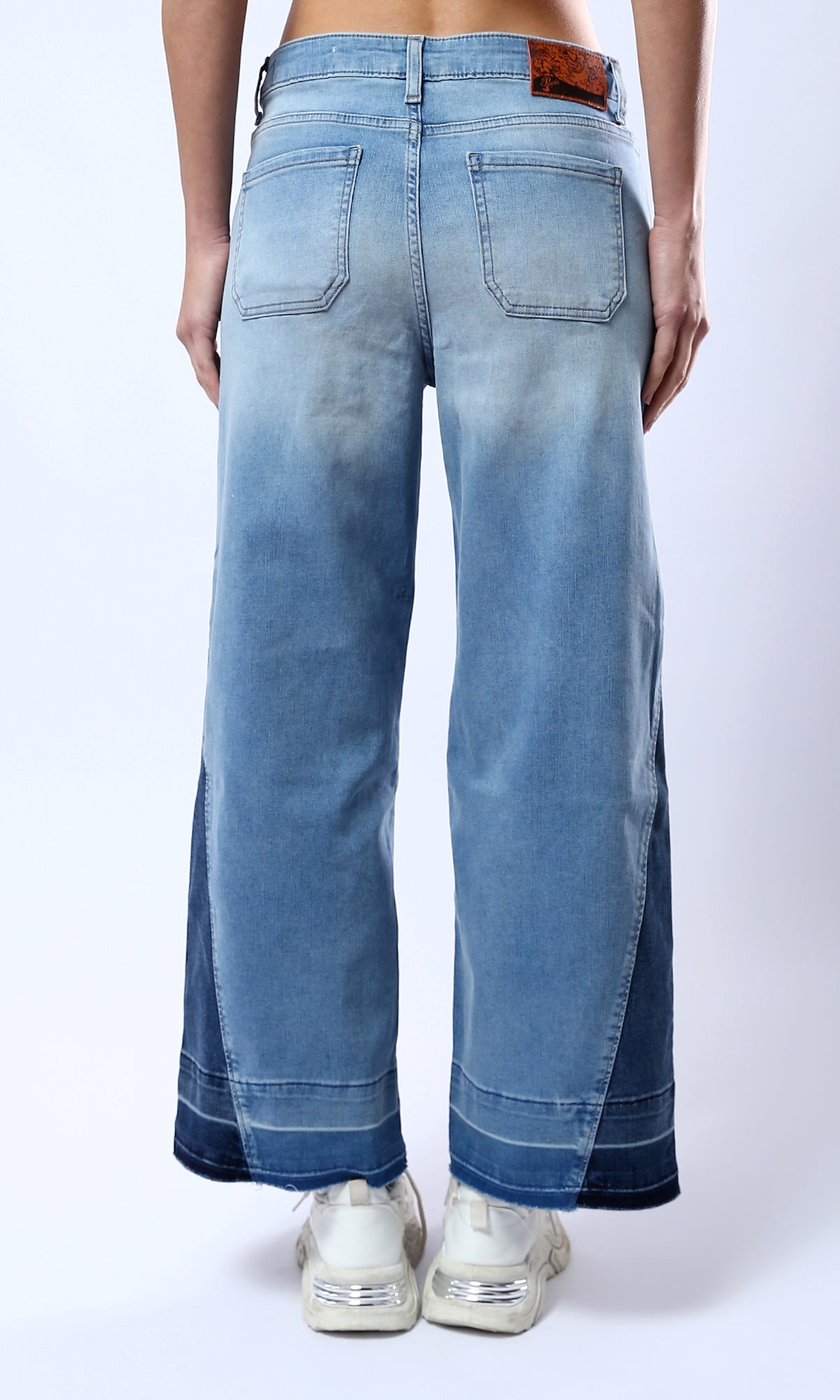 O182219 Blue Shades Wide Leg Solid Jeans