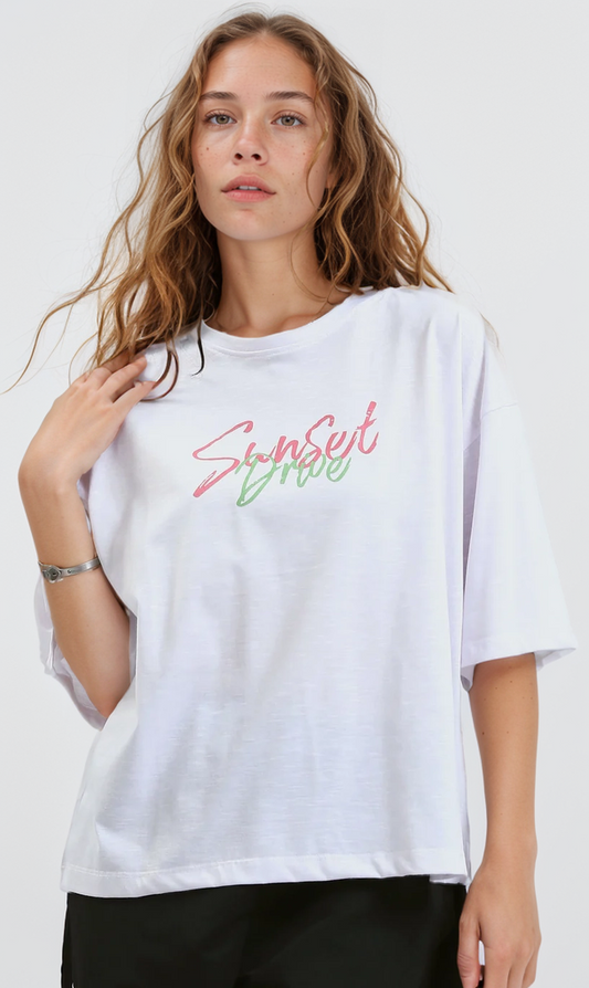 O182244 Lightweight Heather White Elbow-Sleeves Tee