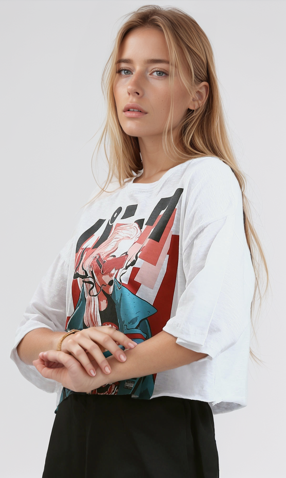 O182245 Front Printed Heather Off-White Summer Short Tee