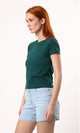 O182255 Short Sleeves Solid Dark Green Short Tee