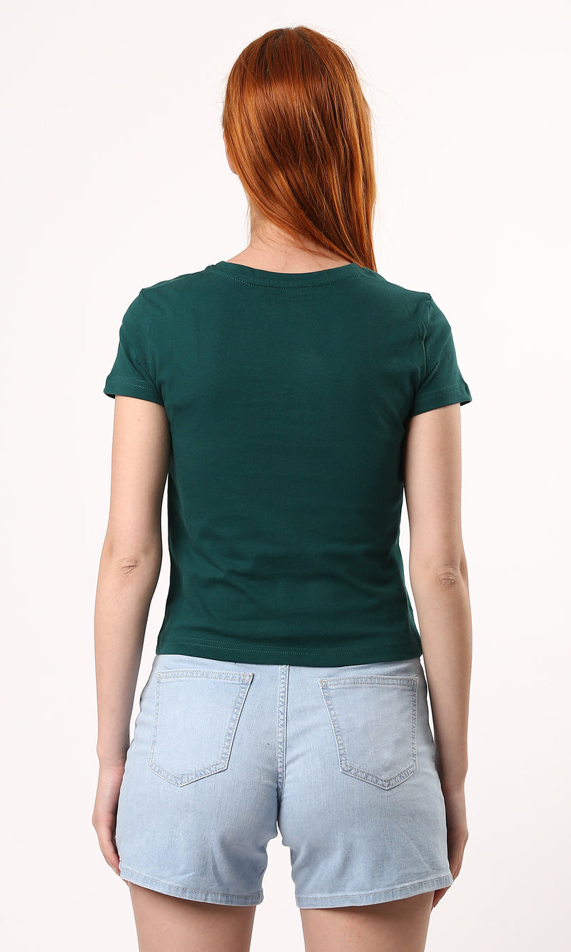 O182255 Short Sleeves Solid Dark Green Short Tee
