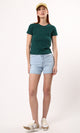 O182255 Short Sleeves Solid Dark Green Short Tee