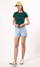 O182255 Short Sleeves Solid Dark Green Short Tee