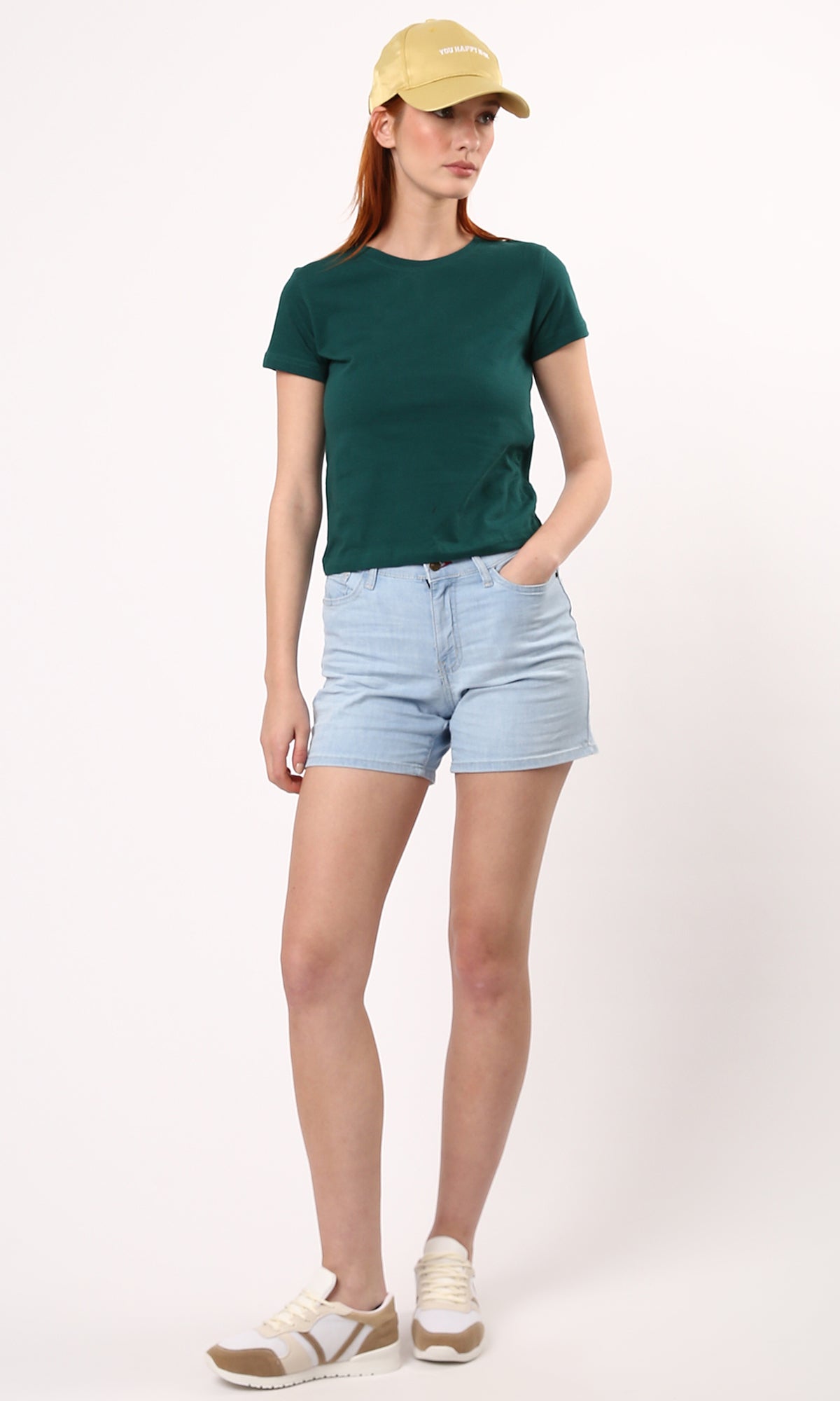 O182255 Short Sleeves Solid Dark Green Short Tee