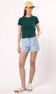 O182255 Short Sleeves Solid Dark Green Short Tee