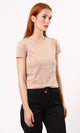 O182257 Slip On Beige Solid Regular Fit Tee