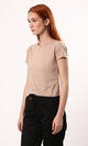O182257 Slip On Beige Solid Regular Fit Tee