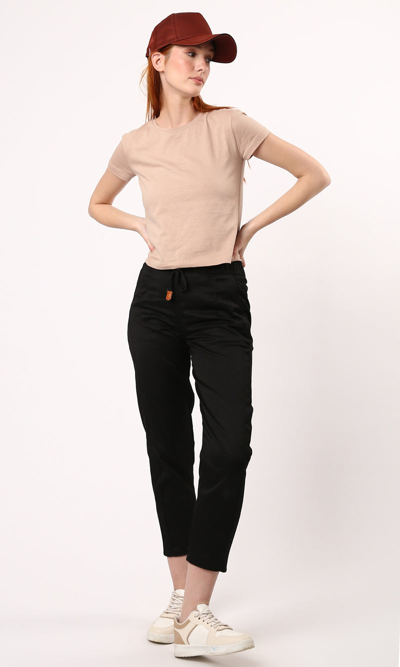 O182257 Slip On Beige Solid Regular Fit Tee