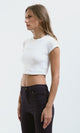O182261 Round Neck White Cotton Slip On Cropped Tee 