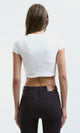 O182261 Round Neck White Cotton Slip On Cropped Tee 