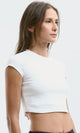 O182261 Round Neck White Cotton Slip On Cropped Tee 