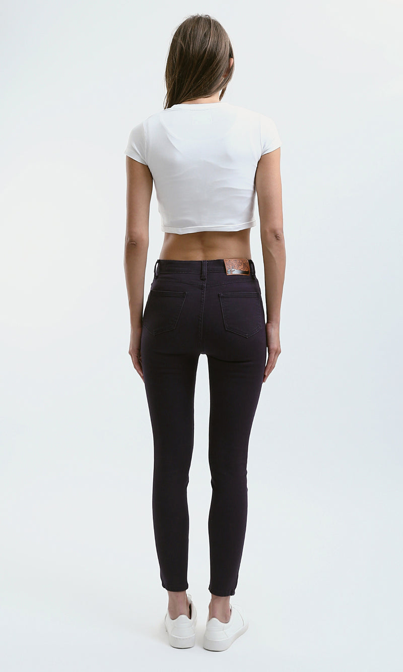 O182261 Round Neck White Cotton Slip On Cropped Tee 