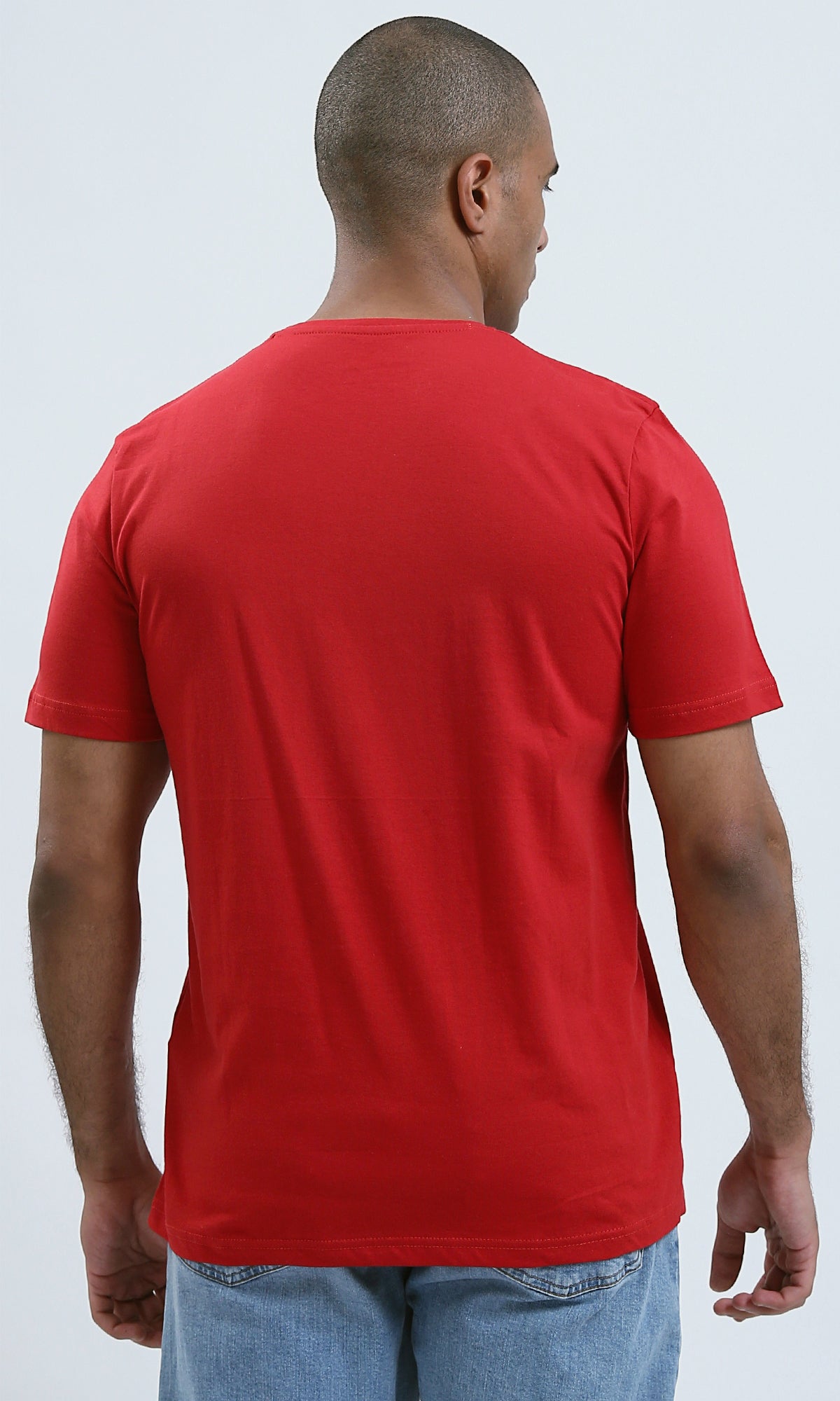 O182388 Short Sleeves Red Cotton Short Tee