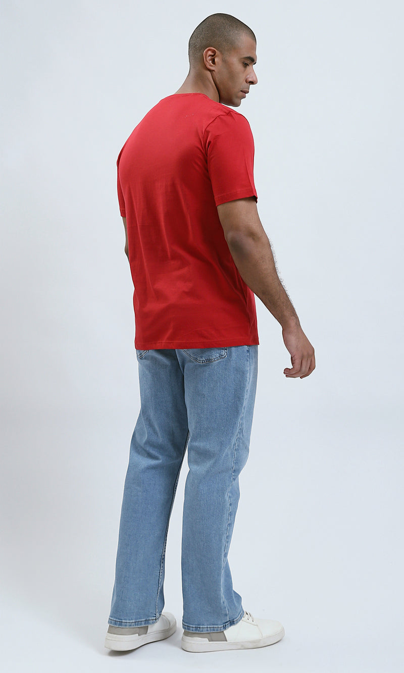 O182388 Short Sleeves Red Cotton Short Tee