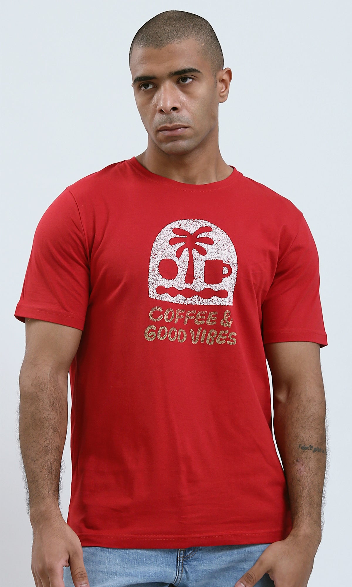 Red Graphic Coffee & Good Vibes Short Sleeve Tee - O182389