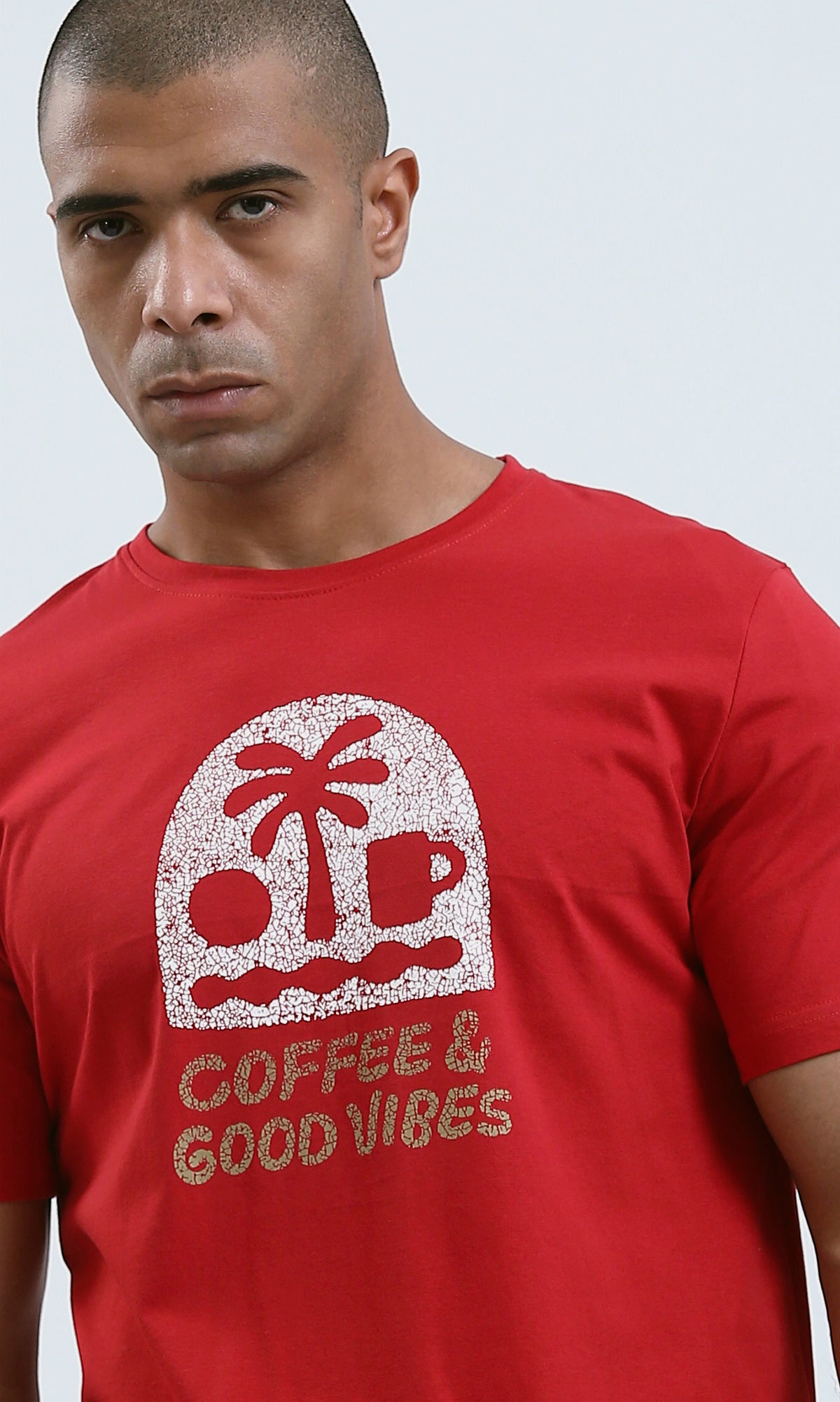 Red Graphic Coffee & Good Vibes Short Sleeve Tee - O182389