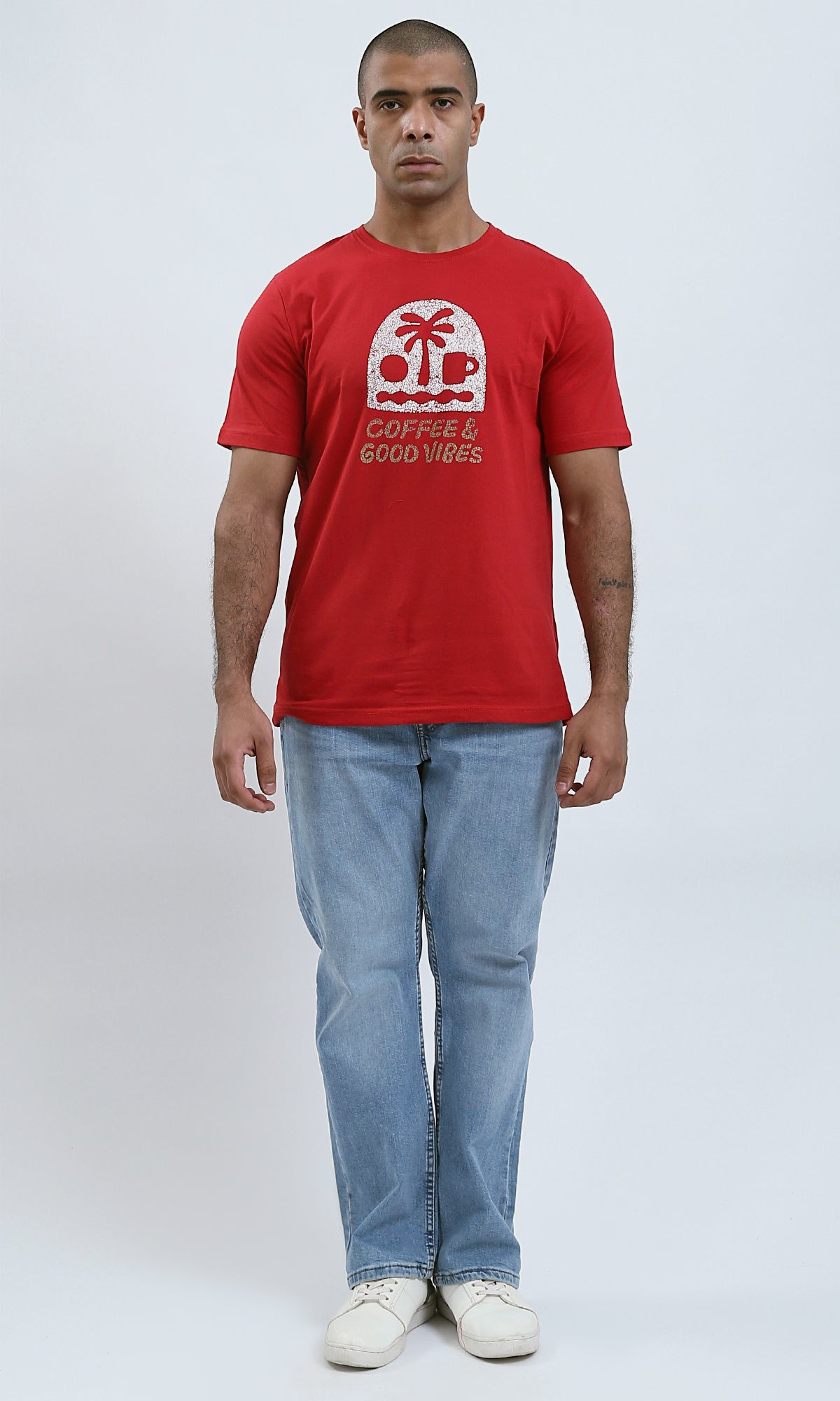 Red Graphic Coffee & Good Vibes Short Sleeve Tee - O182389