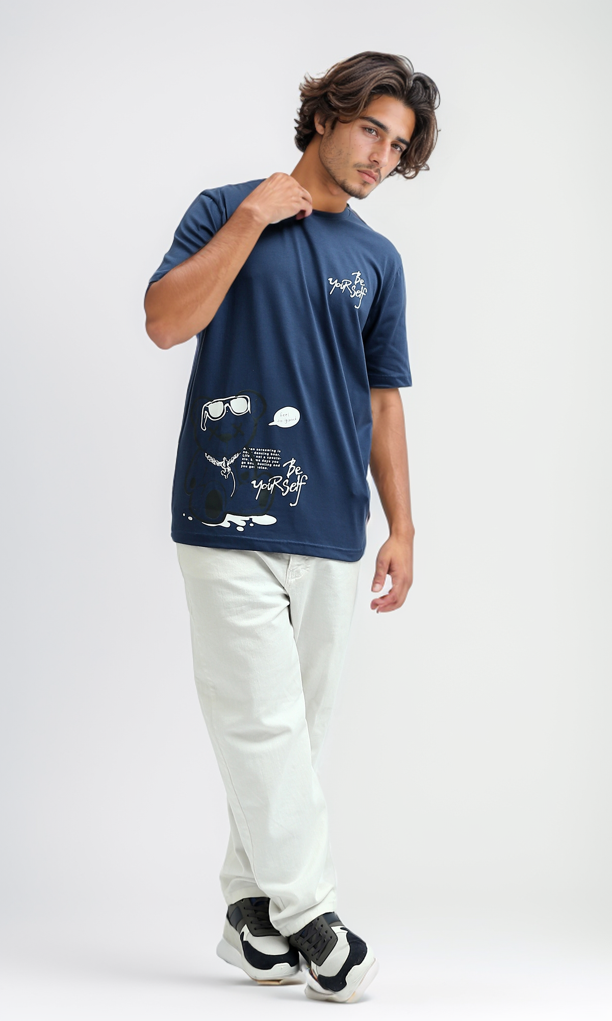 O182391 Printed "Be Yourself" Short Sleeves Cotton Tee