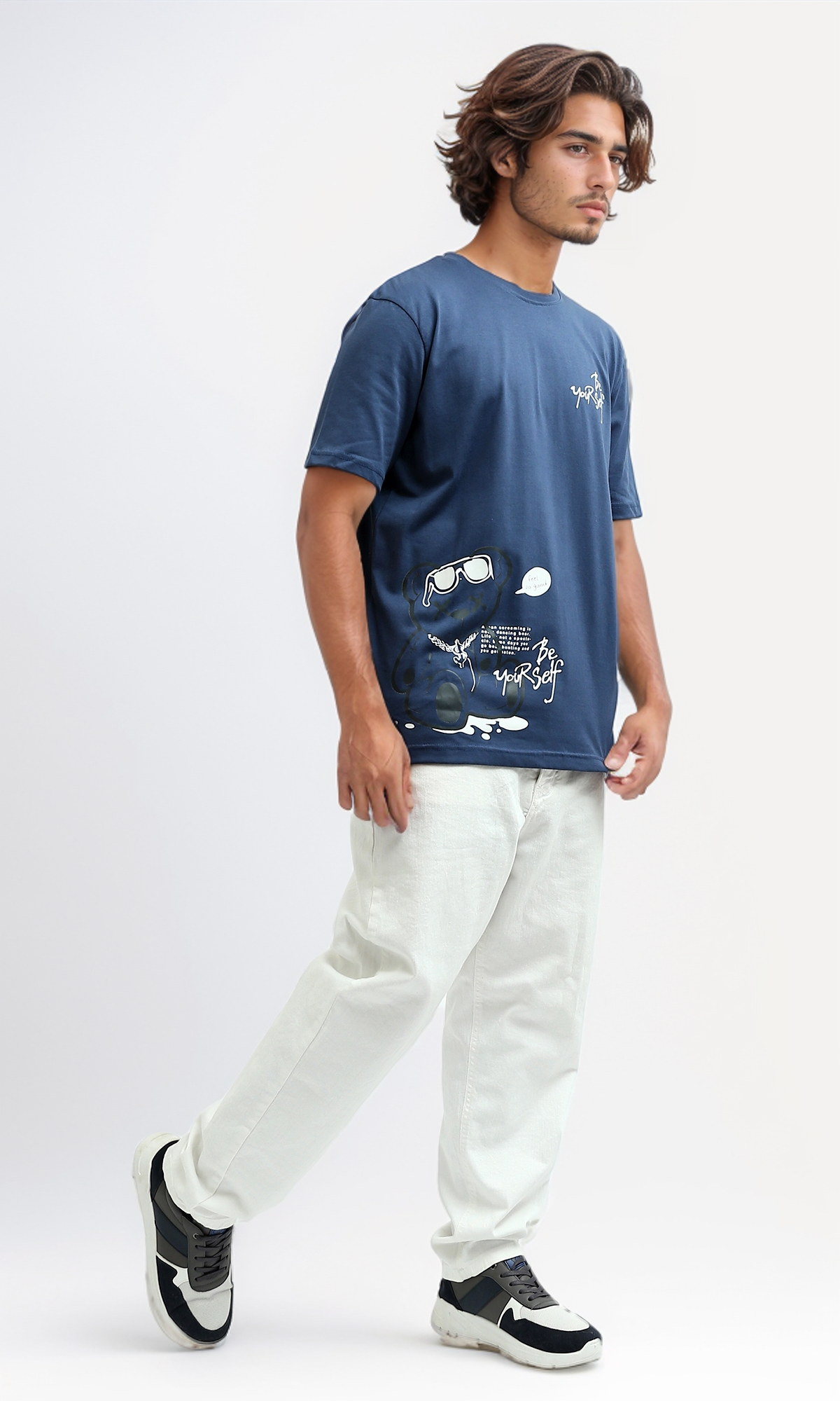 O182391 Printed "Be Yourself" Short Sleeves Cotton Tee