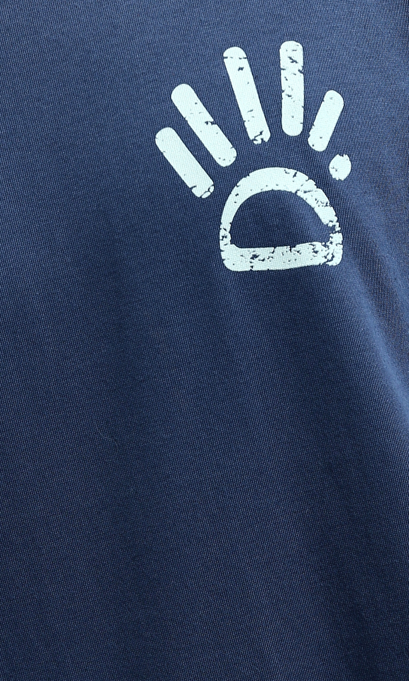 O182392 Round Neck Slip On Jeans Blue Printed Tee